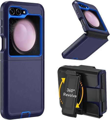 for Samsung Galaxy Z Flip 5 5G case,Galaxy Z Flip 5 Heavy Duty case with Belt-Clip,[Military Grade Protective ][Shockproof] [Dropproof] [Dust-Proof], ONLY Fit Samsung Z Flip 5 5G Phone (Black) in Saudi Arabia