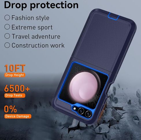 for Samsung Galaxy Z Flip 5 5G case,Galaxy Z Flip 5 Heavy Duty case with Belt-Clip,[Military Grade Protective ][Shockproof] [Dropproof] [Dust-Proof], ONLY Fit Samsung Z Flip 5 5G Phone (Black) in Saudi Arabia
