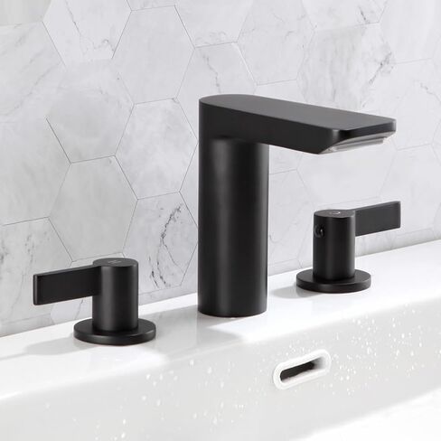 2 Handle Waterfall Bathroom Sink Faucet for 3 Holes Matte Black 8 Inch Widespread Bathroom Lavatory Vanity Faucets with Supply Hoses in Saudi Arabia