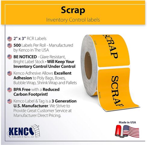 Scrap Labels - 500 3" X 2" "Scrap" Stickers - Inventory Control and Handling Adhesive 500 Permanent Adhesive Labels Per Roll Made in The USA and Fully Biodegradable (1) in Saudi Arabia