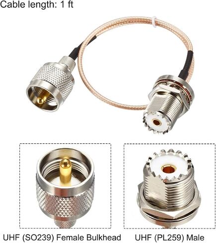 uxcell UHF PL-259 Male to UHF SO-239 Female Bulkhead RG316 Coax Cable 0.5-feet in Saudi Arabia