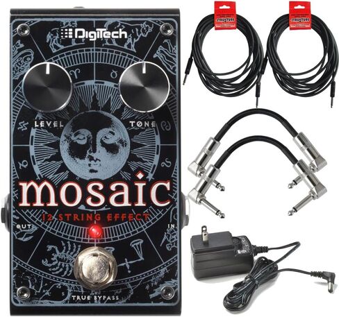دواسة تأثير الجيتار Digitech Mosaic Polyphonic 12 String Guitar للجيتار الكهربائي والصوتي مع محول طاقة تيار متردد وكابلين مسار للقيثارات وكابلين للأدوات in Kuwait
