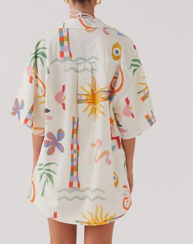 NUFIWI Y2K Women Vintage Graffiti 2 Pieces Shorts Sets Floral Fruit Print Short Sleeve Shirt and Shorts Beachwear Tracksuit in Saudi Arabia