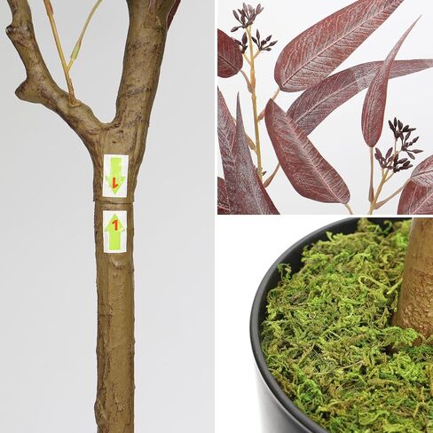 Briful 4ft Fake Tree Artificial Eucalyptus Tree in Black Pot, Realistic Silk Potted Floor Plants Large Fake Plants for Home Decor Indoor Outdoor Patio Office in Saudi Arabia