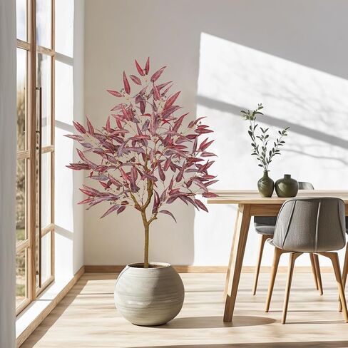 Briful 4ft Fake Tree Artificial Eucalyptus Tree in Black Pot, Realistic Silk Potted Floor Plants Large Fake Plants for Home Decor Indoor Outdoor Patio Office in Saudi Arabia