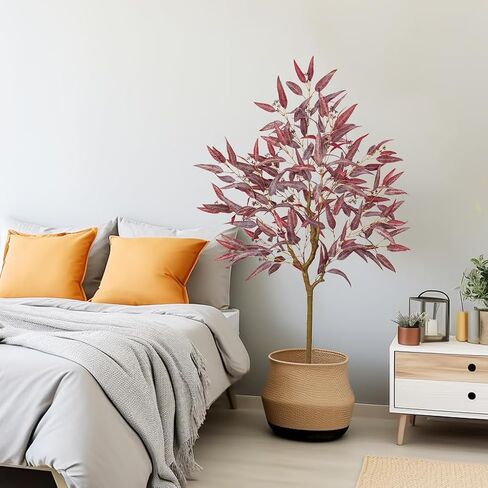 Briful 4ft Fake Tree Artificial Eucalyptus Tree in Black Pot, Realistic Silk Potted Floor Plants Large Fake Plants for Home Decor Indoor Outdoor Patio Office in Saudi Arabia