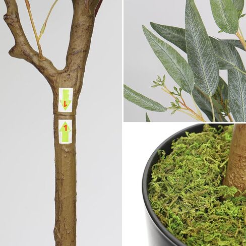 Briful 4ft Fake Tree Artificial Eucalyptus Tree in Black Pot, Realistic Silk Potted Floor Plants Large Fake Plants for Home Decor Indoor Outdoor Patio Office in Saudi Arabia