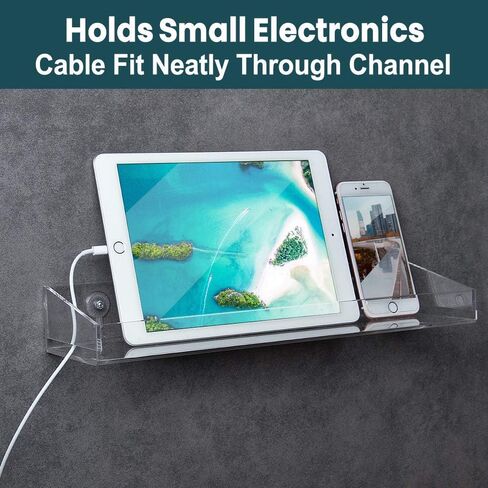 YestBuy أرفف عرض الحائط العائمة من الأكريليك، أرفف حمام شفافة، تخزين سميك شفاف غير قابل للحفر، أرفف العرض in Kuwait