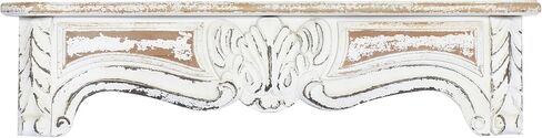 Deco 79 Wood Scroll Distressed 1 Shelf Wall Shelf, 36" x 6" x 9", White in Saudi Arabia