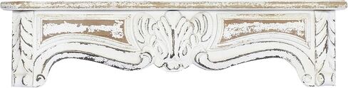 Deco 79 Wood Scroll Distressed 1 Shelf Wall Shelf, 36" x 6" x 9", White in Saudi Arabia
