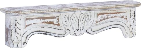 Deco 79 Wood Scroll Distressed 1 Shelf Wall Shelf, 36" x 6" x 9", White in Saudi Arabia