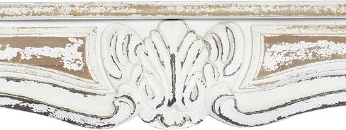 Deco 79 Wood Scroll Distressed 1 Shelf Wall Shelf, 36" x 6" x 9", White in Saudi Arabia