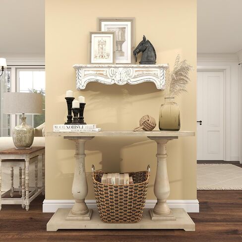 Deco 79 Wood Scroll Distressed 1 Shelf Wall Shelf, 36" x 6" x 9", White in Saudi Arabia
