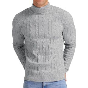 NITAGUT Men's Casual Turtleneck Sweaters Warm Twisted Pattern Knitted Slim Fit Pullover Sweater