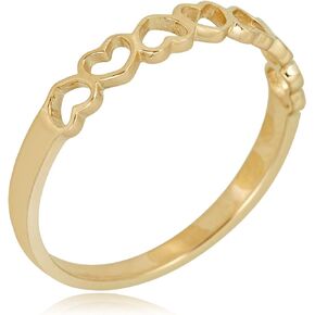 AVORA 10K Yellow Gold Polished Stackable Open Heart Ring - Size 3-8