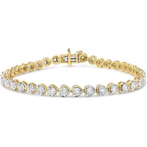 .925 الفضة الاسترليني 1.0 Cttw Miracle Set Diamond Heart-Link 7 "سوار تنس (I-J Color، I2-I3 Clarity) - اختيار اللون المعدني in Kuwait