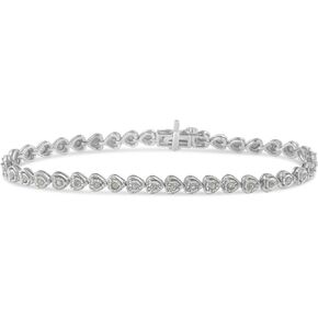 .925 Sterling Silver 1.0 Cttw Miracle Set Diamond Heart-Link 7" Tennis Bracelet (I-J Color, I2-I3 Clarity) - Choice of Metal Color