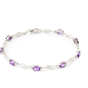 Galaxy Gold GG 14k White Gold Tennis Bracelet with Amethysts and Diamonds