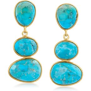 Ross-Simons Mohave Turquoise Drop Earrings in 18kt Gold Over Sterling