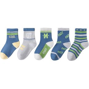 YOUXUAN Kids Cotton Crew Socks - 5 Pairs of Cute and Cozy Ankle Socks for Boys – Warm and Breathable - Fits 1-12 Years Old