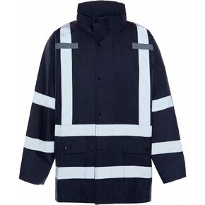 Utility Pro, Lightweight Waterproof Rain Suit Jacket with Reflective Stripes (Navy) (M)