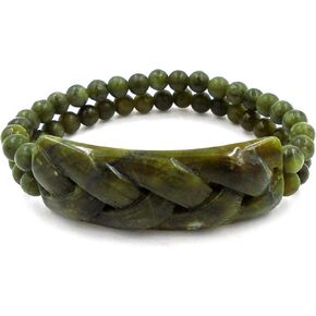 Irish Connemara Marble: Celtic Braided Stretch Bracelet
