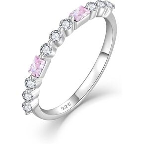 Women's Stackable Ring 925 Sterling Silver Ring, Eternity Rings Square Birthstone for Women Jewelry Gift