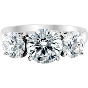 3 Three Stone Round Diamond Engagement Ring 14K White Gold (Value Collection)