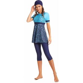 Modest Bathing Suit Short Sleeved Rash Guardfor for Girls Plus Size Sun Protection Beachwear Burkini
