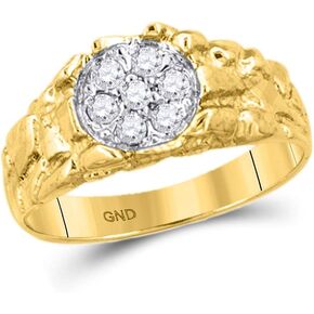 Men's Diamond Wedding Band Solid 10k Yellow Gold Nugget Ring 1/4 Ctw. (.25 Ctw.)
