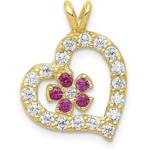 Jewels By Lux 10K Yellow Gold CZ Heart & Flower Pendant