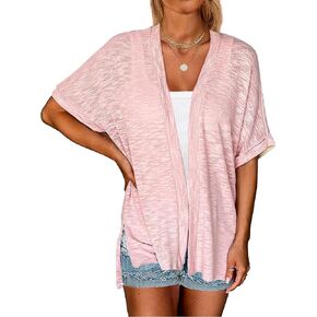 Yekaty Lightweight Cardigans for Women Casual Summer Short Sleeve Cardigan Open Front Beach Coverups 2024