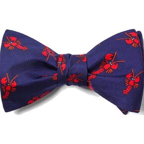 Navy Blue Silk Bow Tie | Lobsters Freestyle Self Tie BowTie Neckwear