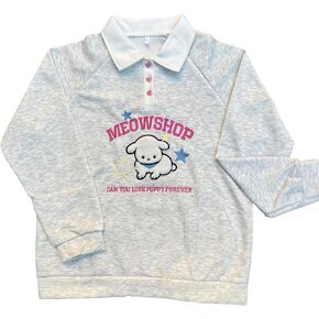 OATSBAS Y2K Kawaii Sweatshirts for Women Cartoon Dog Embroidery Long Sleeve Polo Shirts for Teen Girls Cute Clothes
