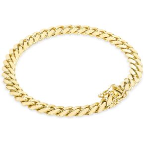Nuragold 10k Yellow Gold 7mm Solid Miami Cuban Link Chain Bracelet, Mens Jewelry Box Clasp 7" 7.5" 8" 8.5" 9"