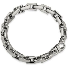 The Black Bow Men's Stainless Steel Polished Shackle Link Bracelet, 8.5 Inch