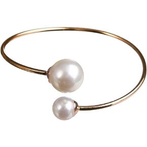 ASHMITA Rose Gold Bangle for Women Shell Pearl Cuff Fashion Bracelet Adjustable