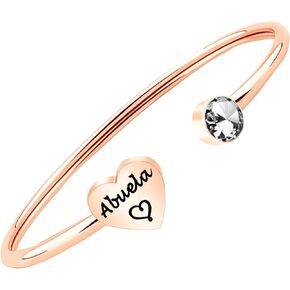 BEKECH Spanish Grandma Gift Best Abuela Ever Cuff Bracelet Mother’s Day Gift for Abuela from Grandson Granddaughter