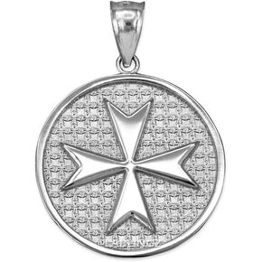 Sterling Silver Knights Templar Maltese Cross Medal Pendant