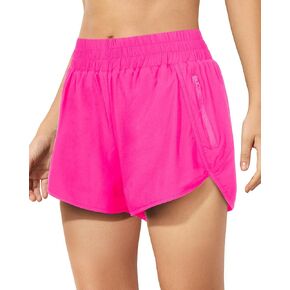 Holipick 3'' High Waisted Running Shorts Mesh Liner Quick Dry Athletic Gym Track Workout Shorts Lightweight with Zip Pocket