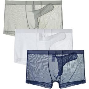 Golirsteca Men's Breathable Mesh Boxer Briefs Underwear Sheer Elephant Nose Boxer Trunks Underwear