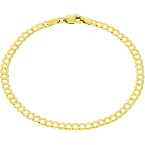 Nuragold 14k Yellow Gold 4mm Solid Cuban Curb Link Chain Bracelet, Mens Womens Jewelry 7" 7.5" 8" 8.5" 9"