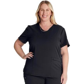 Cherokee V-Neck Scrub Top for Women with 2 Pockets Knit Insets and Notch at The Shirttail Hem for Comfort - CK837A