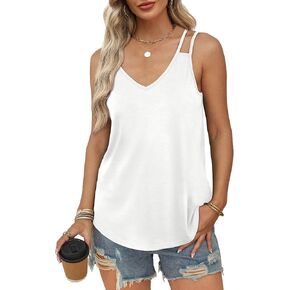 WIHOLL Women Tank Top Casual Summer Tops 2024 Fashion Spaghetti Strap Sleeveless V Neck Shirts Sexy Camisoles