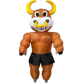 Inflatable Bull Costume for Party, Halloween, Blow Up Suit, Adult Size