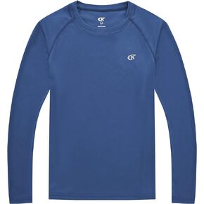 Boy's Rash Guard Swim Shirt Long Sleeve UPF 50+ Sun Protection Hiking Shirts Youth Quick Dry Fishing Tees