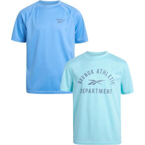 Reebok Boys' Rashguard - 2 Pack UPF 50+ Short Sleeve Quick Dry Sand and Sun Protection Swim Shirt (S-XL)