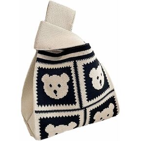 Women's Knit Wrist Bag, Fashionable and Minimalist Small Handbag, Portable Canvas Bag, Suitable for Shopping, Work, School