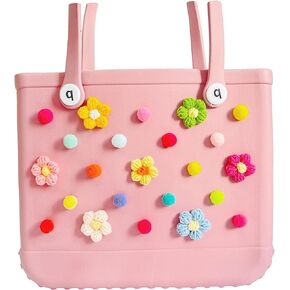 QTMY Pom Pom Tassel Charms for Bogg Bag Accessories Rubber Beach Bag, Boho Purse Charms,03