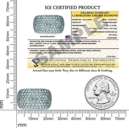 ألماس صديق 3 1/3 قيراط - 4 1/6 قيراط | 925 فضة استرلينية | خاتم ألماس رائع ومعتمد من IGI in Kuwait